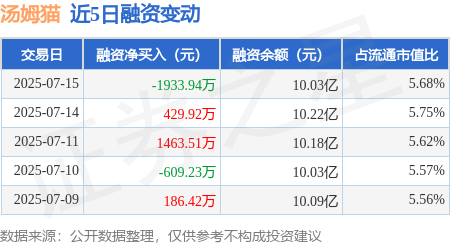美牛股 汤姆猫：7月15日融资买入3348.88万元，融资融券余额10.06亿元