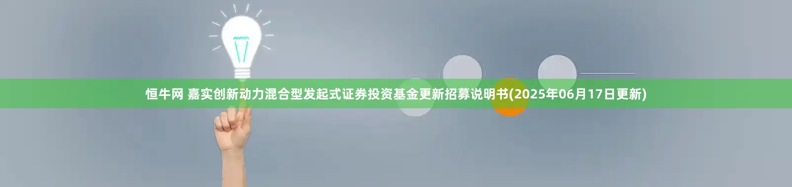 恒牛网 嘉实创新动力混合型发起式证券投资基金更新招募说明书(2025年06月17日更新)